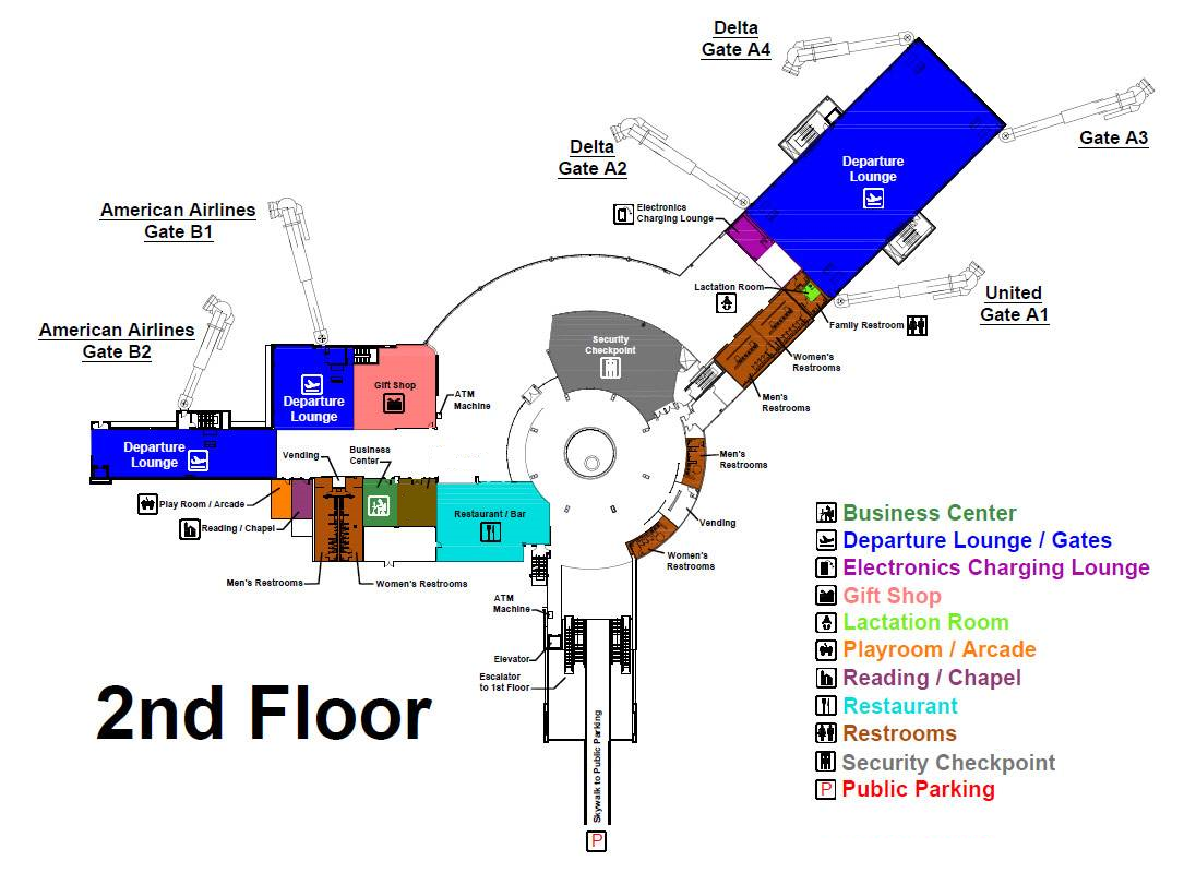 Airport Map Baton Rouge Metropolitan Airport BTR Fly Local   2nd Floor Terminal 